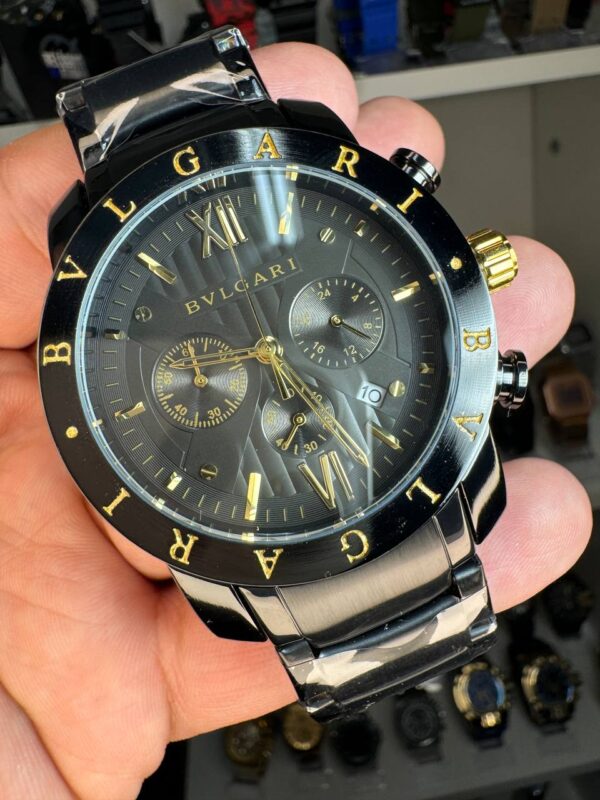 Relógio masculino Bvlgari Iron Man preto linha Diamante
