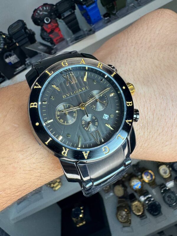 Relógio masculino Bvlgari Iron Man preto linha Diamante - Imagem 4